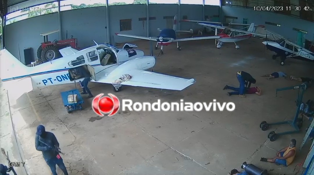 OUSADOS: Vídeo mostra bandidos com fuzis e encapuzados em roubo no Aeroclube 