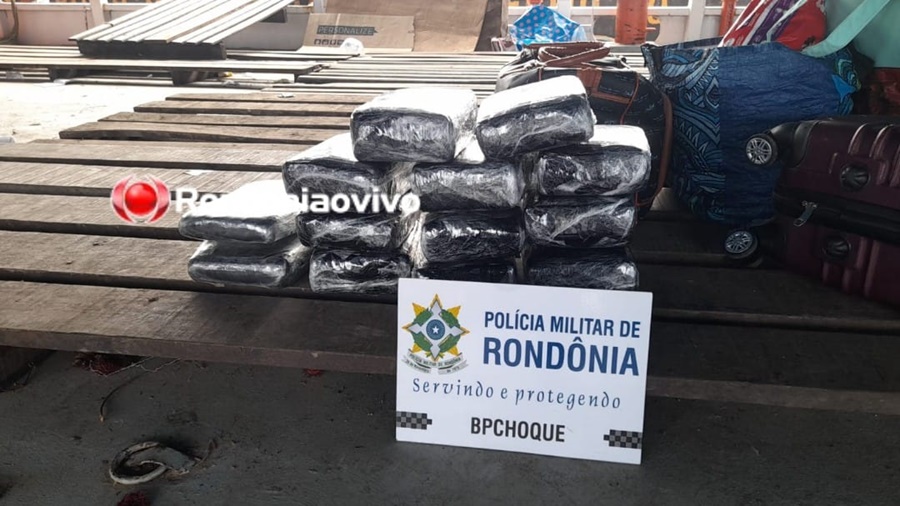 PORTO DO CAI N'ÁGUA: PM localiza 15 quilos de maconha em barco no rio Madeira 