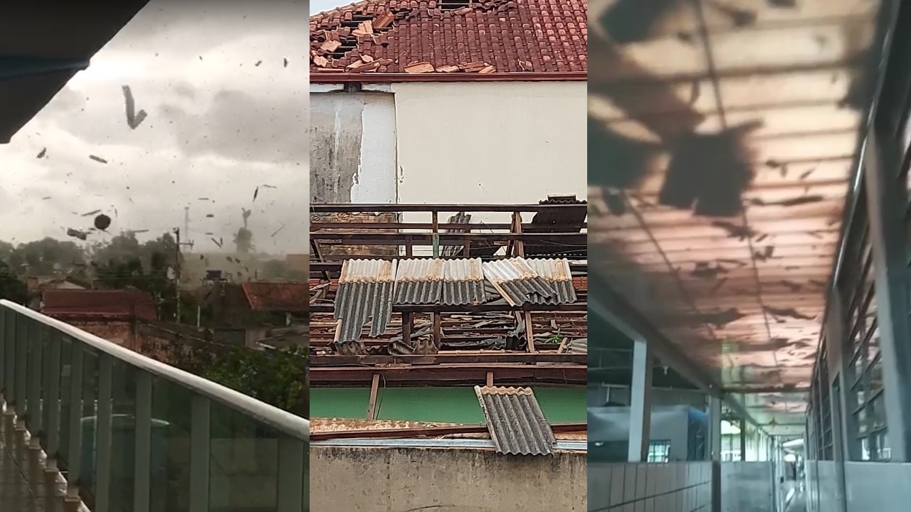 TRISTEZA: Temporal destrói telhado de escola infantil e donos pedem ajuda; VÍDEO